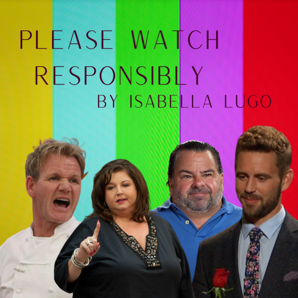 Graphic for Please Watch Responsibly article including Abby Lee Miller, Gordon Ramsey, Edward Brown, and a Bachelor contestant. 