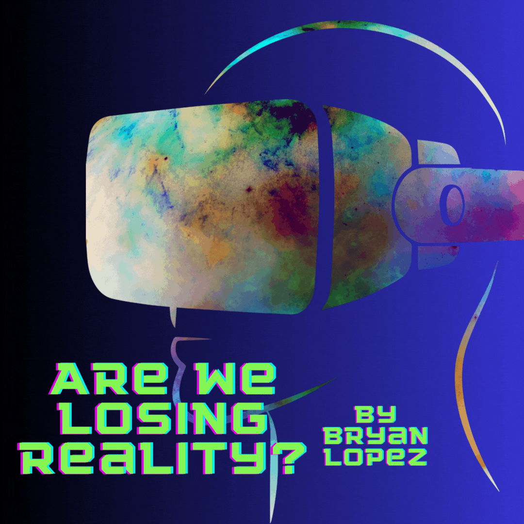 Graphic of Virtual Reality headset alongside article headline and byline