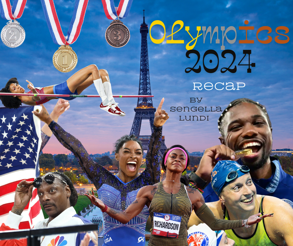 Graphic showing popular U.S. Olympic 2024 team athletes alongside article headline/byline. 